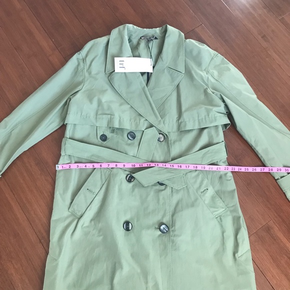 Zara Trafaluc Olive Green Detective Trench Coat Size Small - Picture 5 of 7